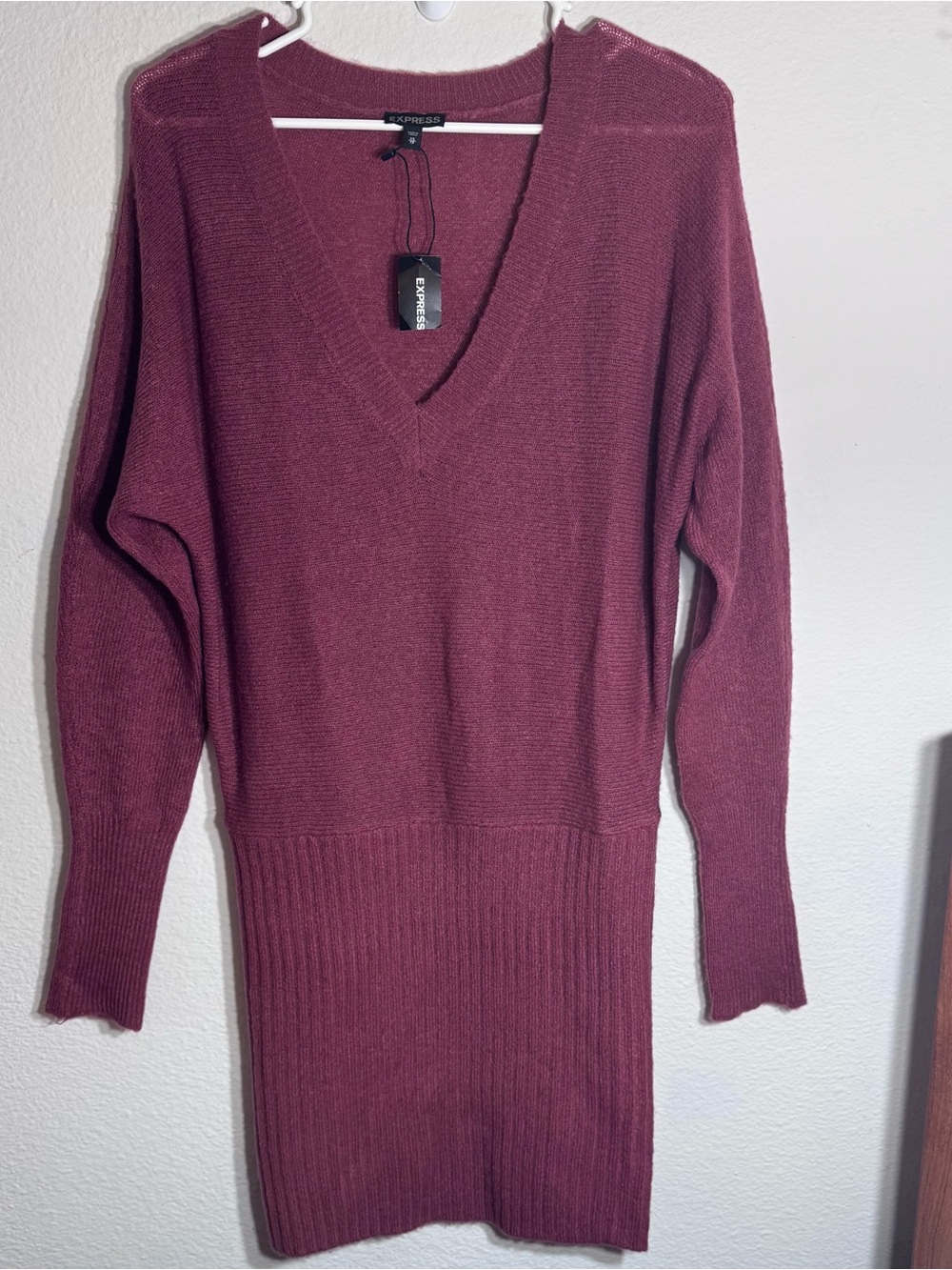 Express Women's V-Neck Long Sleeve Sweater Dress